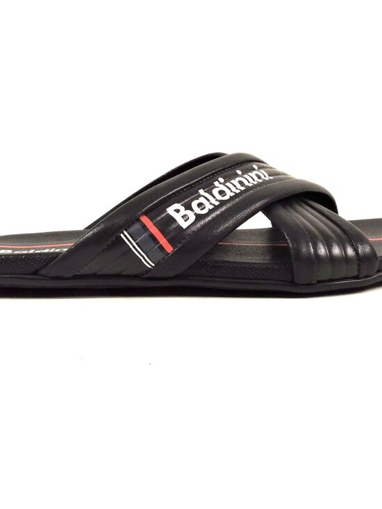 BALDININI ?? MEN\'S BLACK  SOFT LEATHER COMFORT FLAT SUMMER SANDALS main image 4